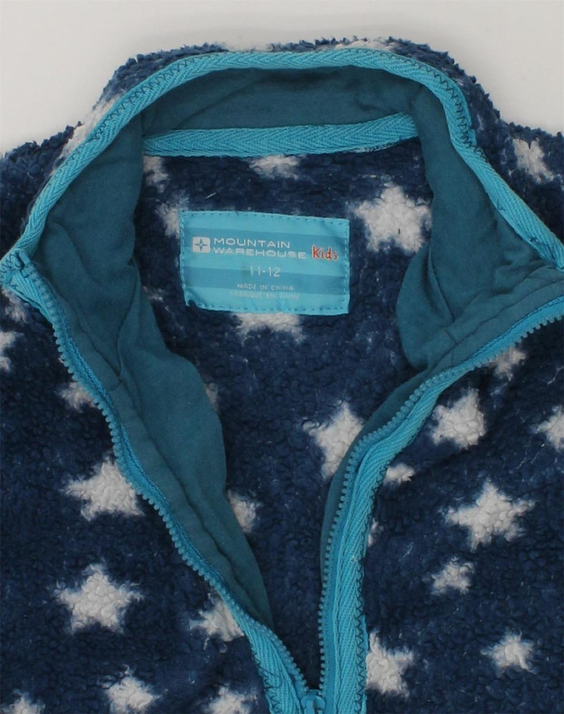 MOUNTAIN WAREHOUSE Girls Zip Neck Fleece Jumper 11-12 Years Blue Polyester | Vintage Mountain Warehouse | Thrift | Second-Hand Mountain Warehouse | Used Clothing | Messina Hembry 