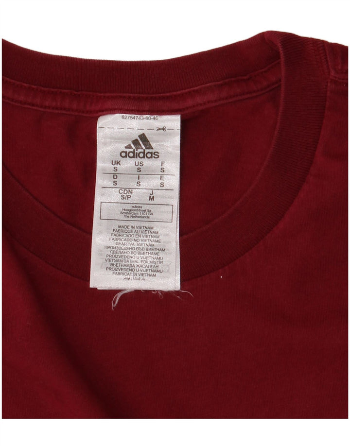 Adidas Mens T-Shirt Top Small Burgundy Cotton