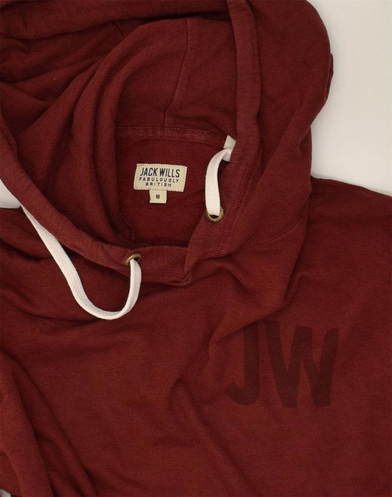 JACK WILLS Mens Graphic Hoodie Jumper Medium Burgundy | Vintage Jack Wills | Thrift | Second-Hand Jack Wills | Used Clothing | Messina Hembry 