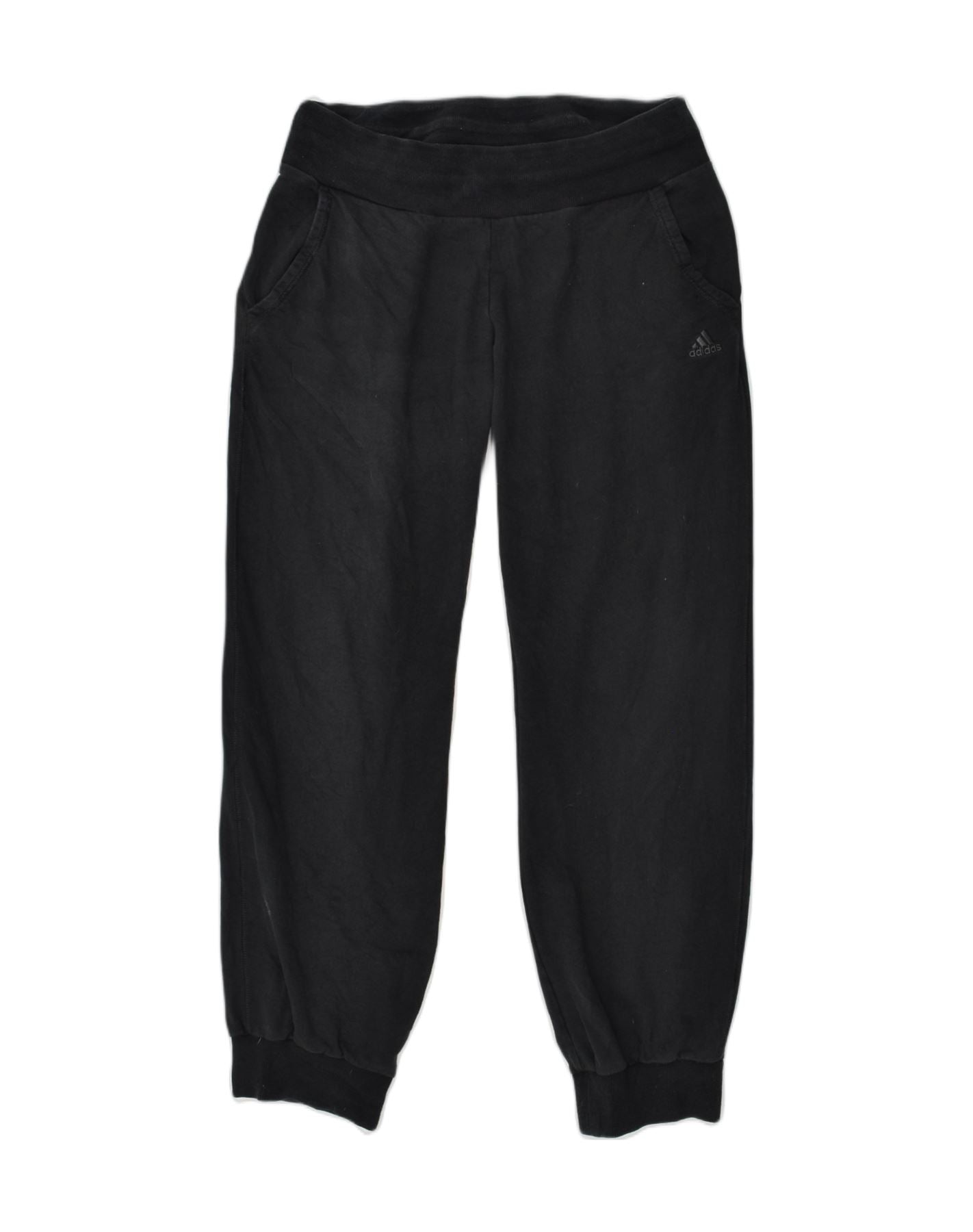 ADIDAS Womens Tracksuit Trousers Joggers UK 16 Large Black Cotton, Vintage  & Second-Hand Clothing Online