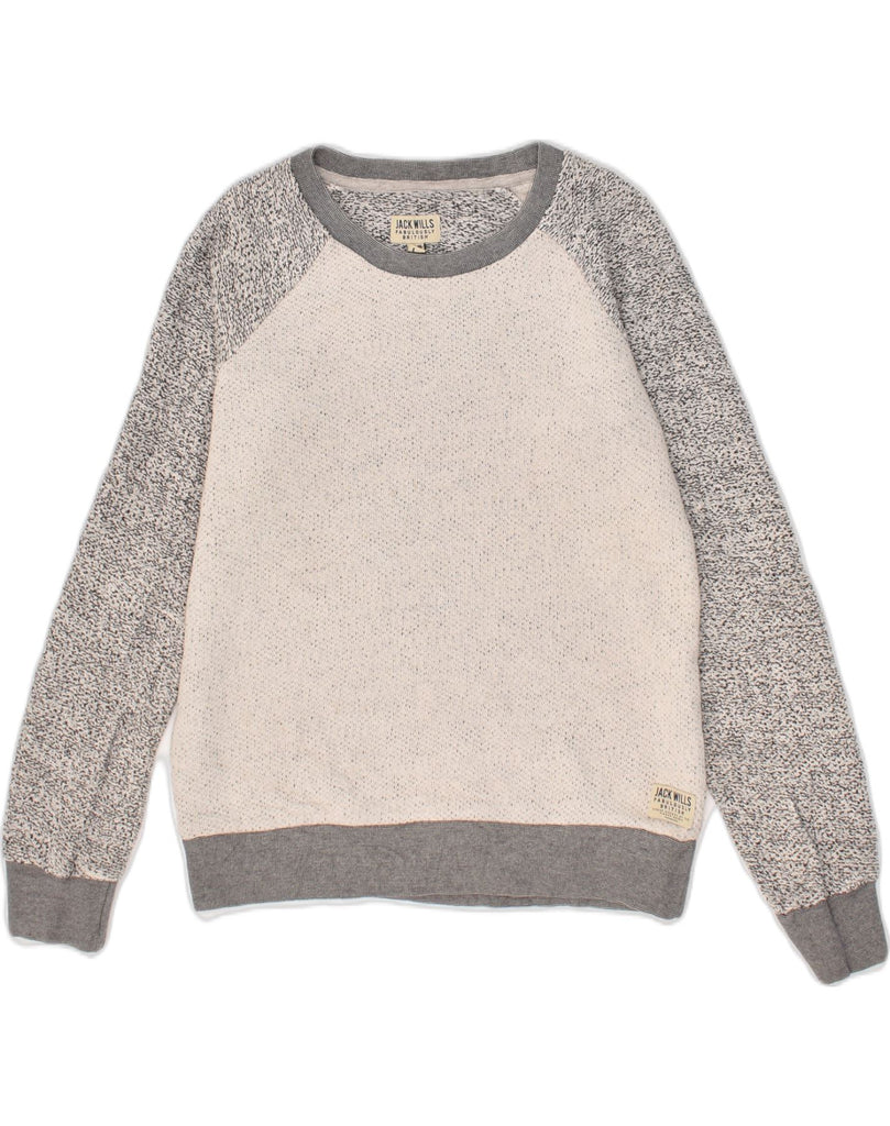 JACK WILLS Womens Boat Neck Jumper Sweater UK 10 Small Grey Colourblock | Vintage Jack Wills | Thrift | Second-Hand Jack Wills | Used Clothing | Messina Hembry 