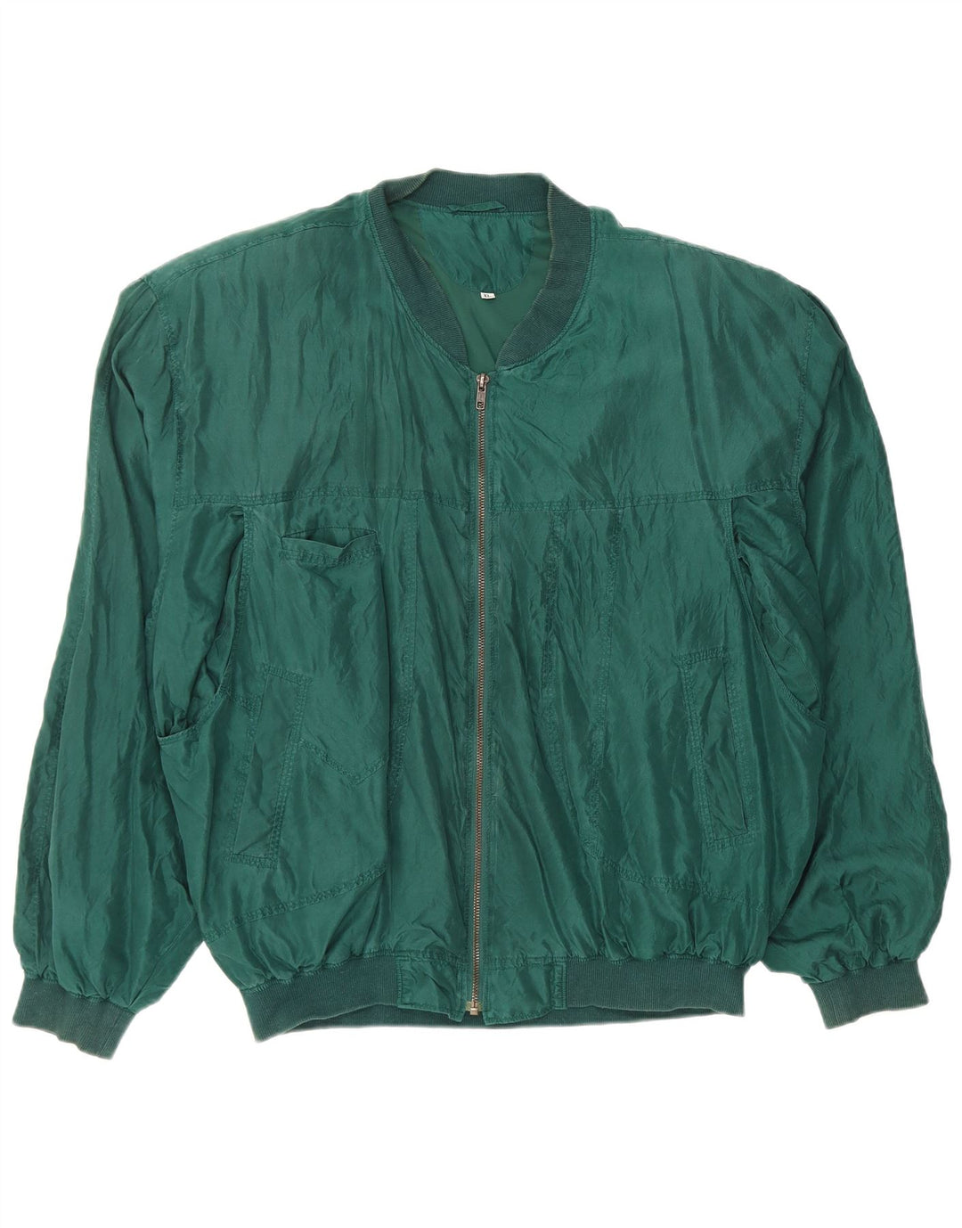 VINTAGE Mens Bomber Jacket UK 42 XL Green Silk