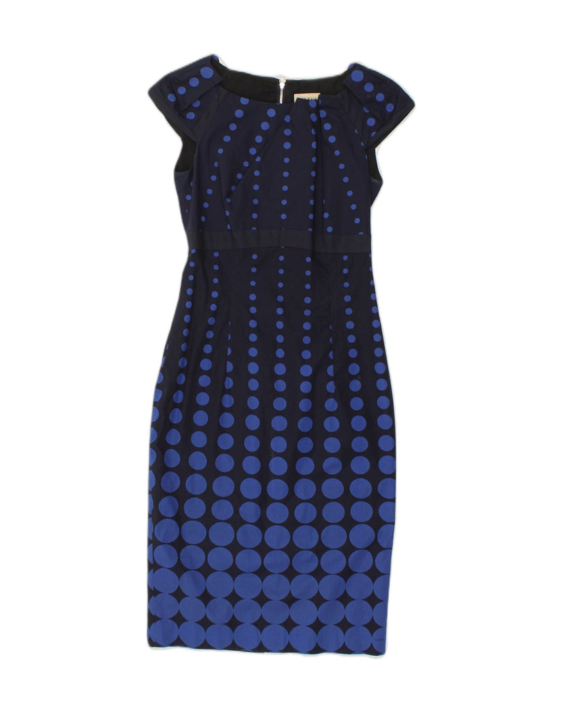 KAREN MILLEN Womens Sheath Dress UK 6 XS Navy Blue Spotted Cotton | Vintage Karen Millen | Thrift | Second-Hand Karen Millen | Used Clothing | Messina Hembry 