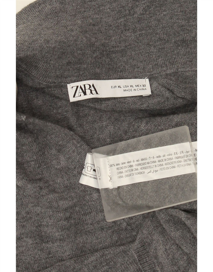 Zara Womens Cardigan Sweater UK 18 XL Grey Wool