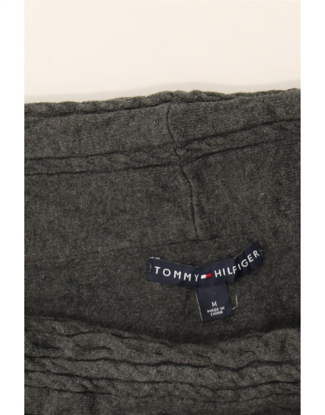 TOMMY HILFIGER Womens Roll Neck Jumper Sweater UK 14 Medium Grey Cotton Vintage Tommy Hilfiger and Second-Hand Tommy Hilfiger from Messina Hembry 