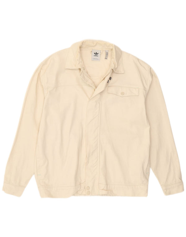Adidas Mens Bomber Jacket UK 36 Small Off White Cotton