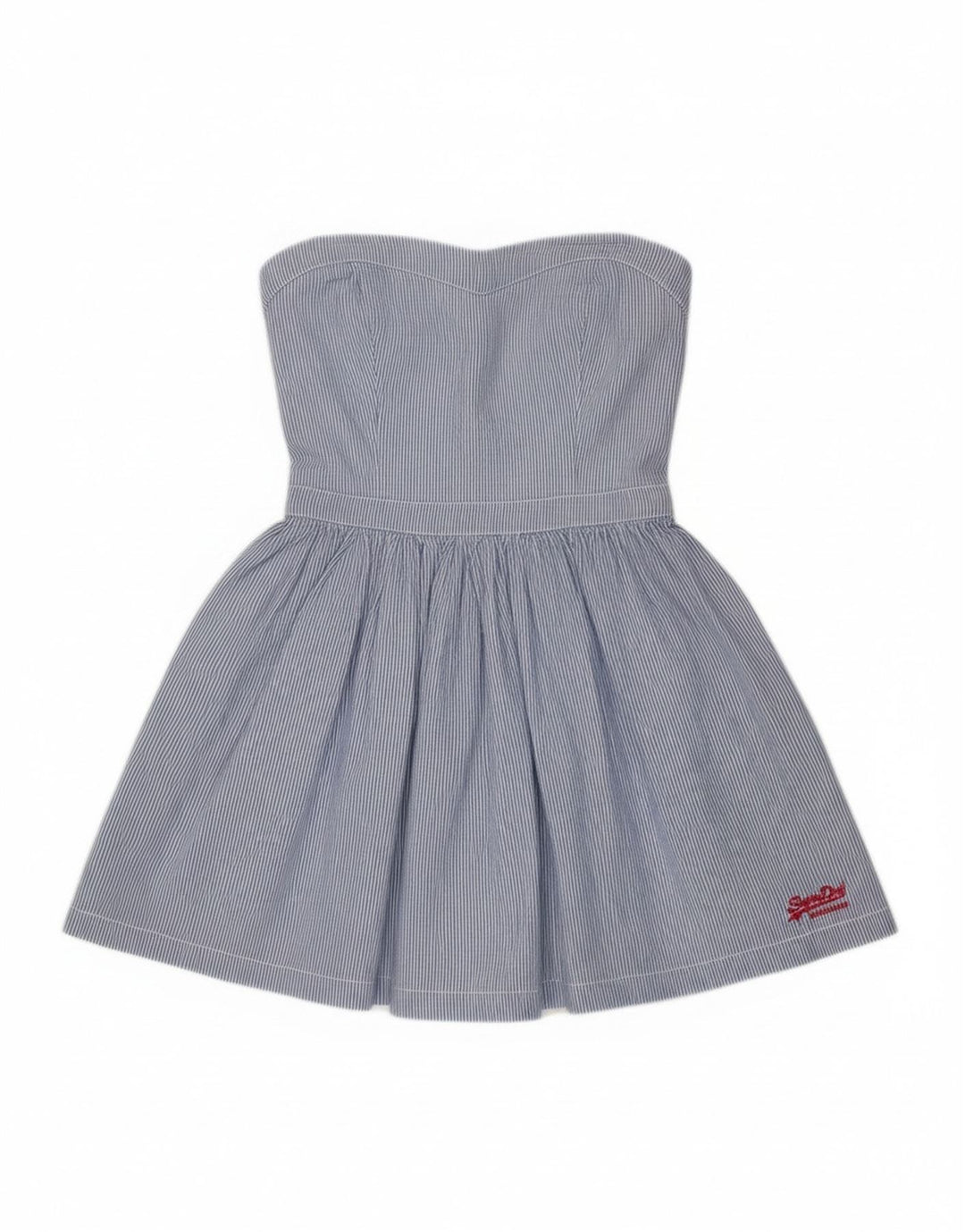 Superdry Womens Sleeveless Tunic Top UK 8 Small Blue Pinstripe Cotton