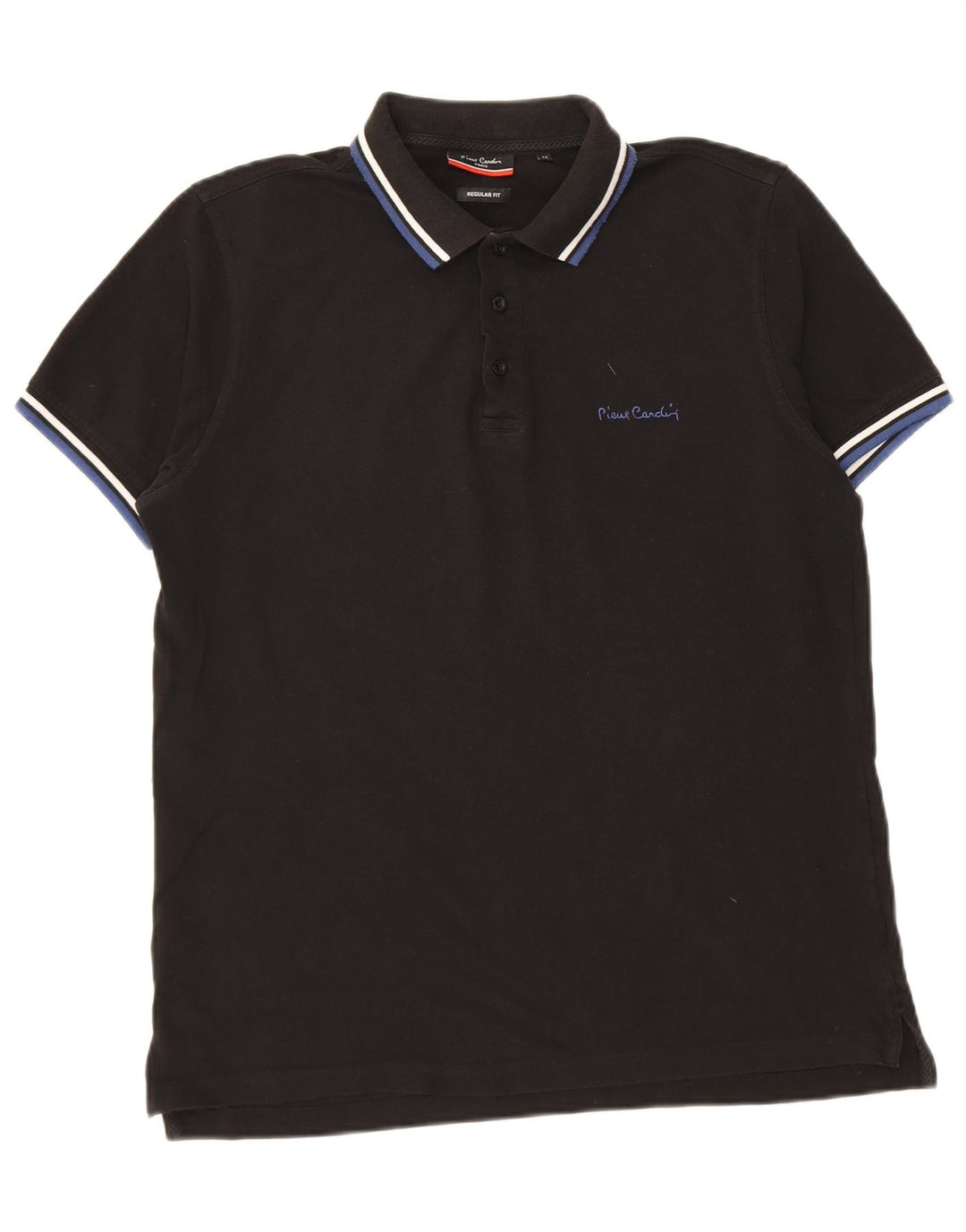 Pierre Cardin Mens Regular Fit Polo Shirt Medium Black Striped Cotton