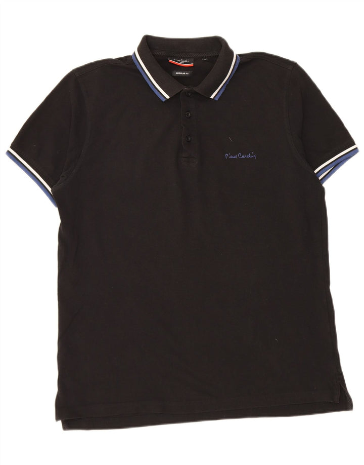 Pierre Cardin Mens Regular Fit Polo Shirt Medium Black Striped Cotton