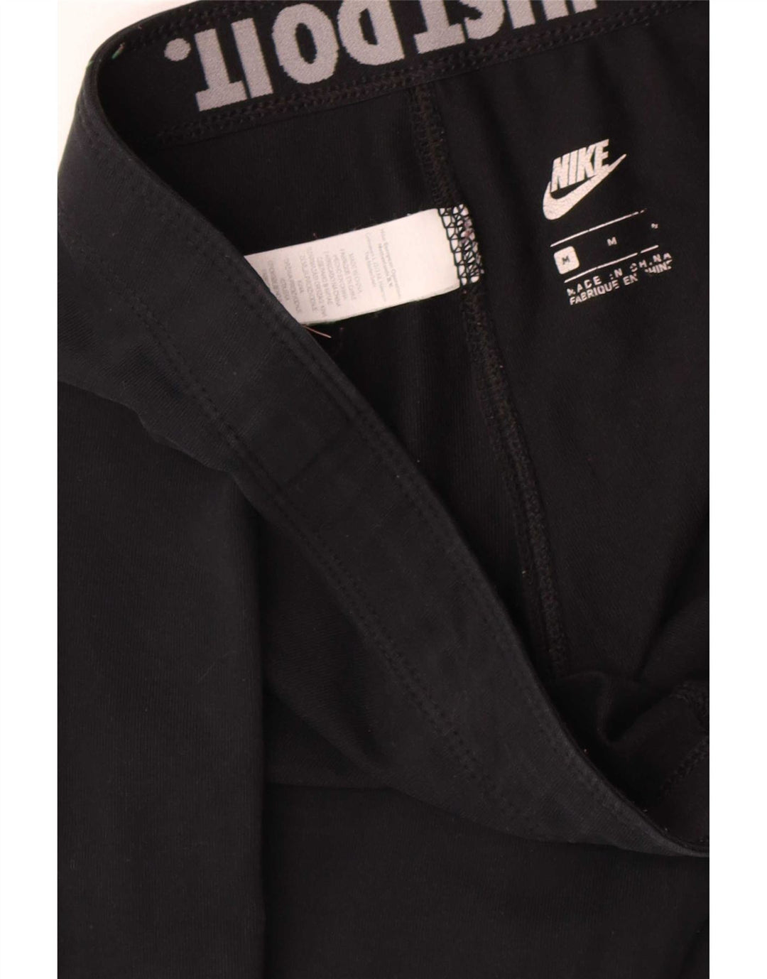 Nike Womens Graphic Leggings UK 12 Medium Black Cotton