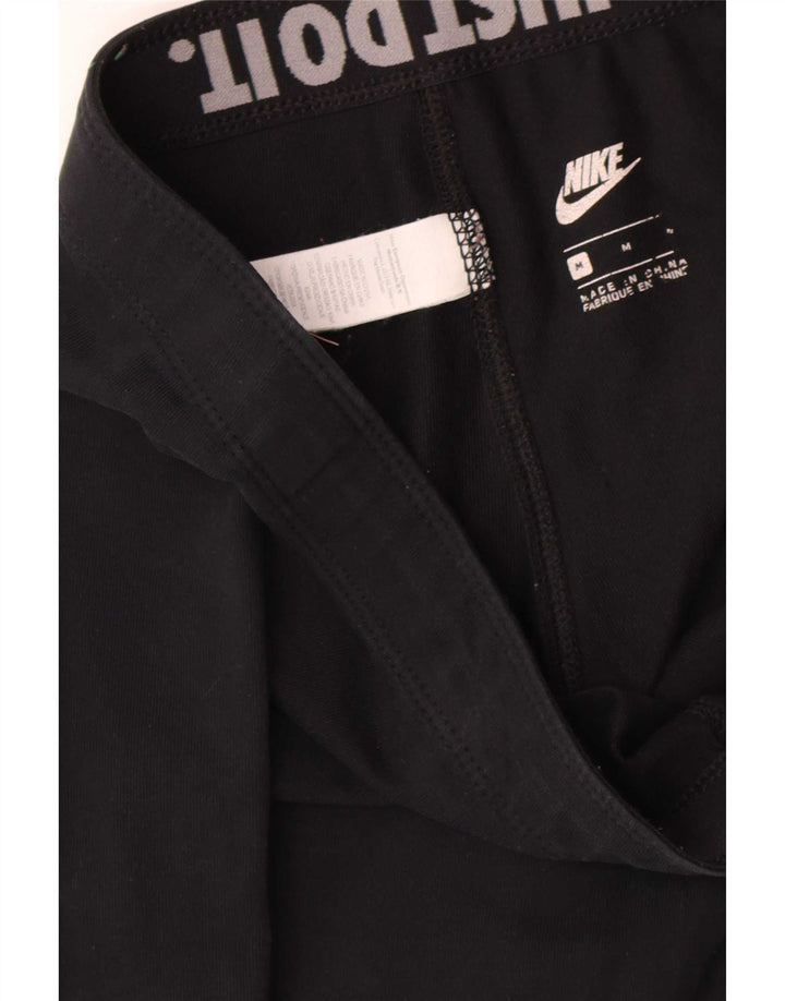 Nike Womens Graphic Leggings UK 12 Medium Black Cotton