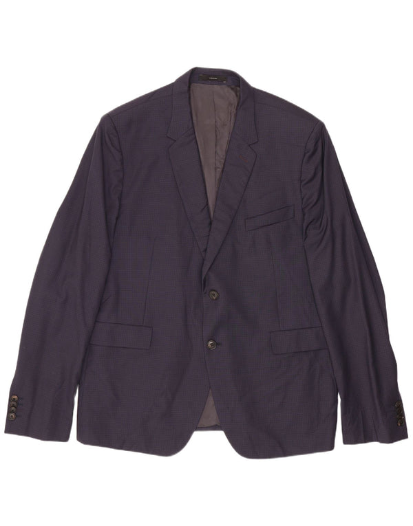 Paul Smith Mens 2 Button Blazer Jacket IT 44 XS Navy Blue Check Wool