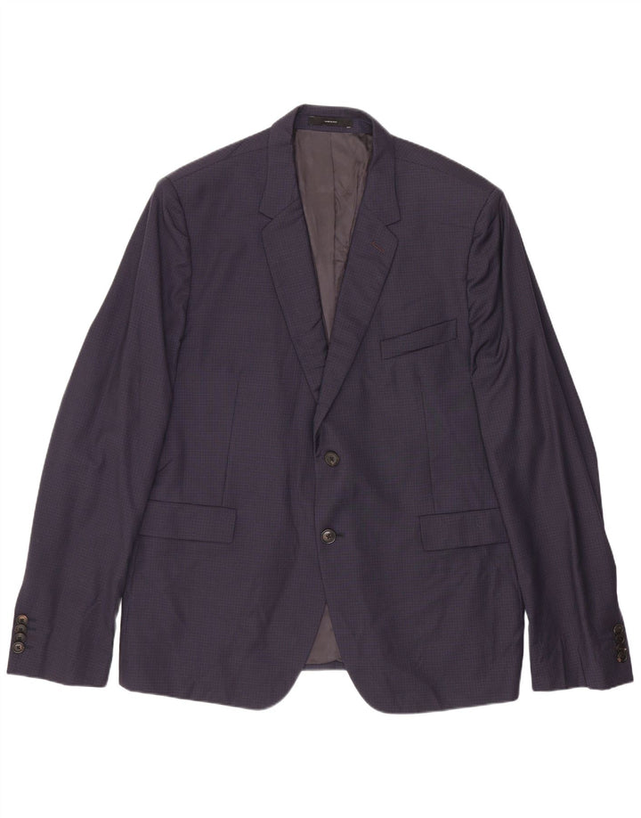 Paul Smith Mens 2 Button Blazer Jacket IT 44 XS Navy Blue Check Wool
