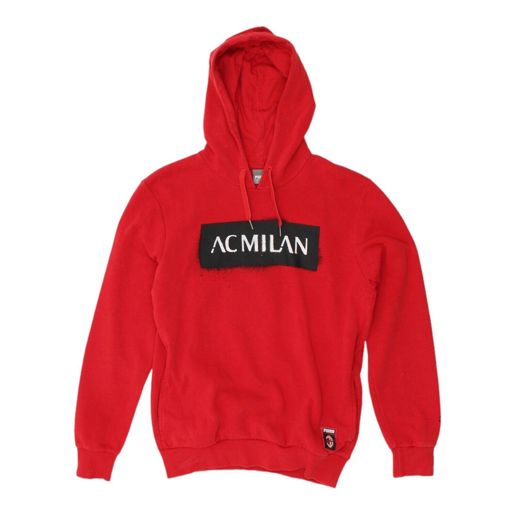 AC Milan Puma Mens Red Hoodie | Italian Football Hooded Sweatshirt Hoody Serie A | Vintage Messina Hembry | Thrift | Second-Hand Messina Hembry | Used Clothing | Messina Hembry 