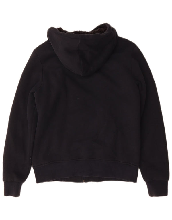 K-Way Mens Sherpa Zip Hoodie Sweater Small Navy Blue Cotton