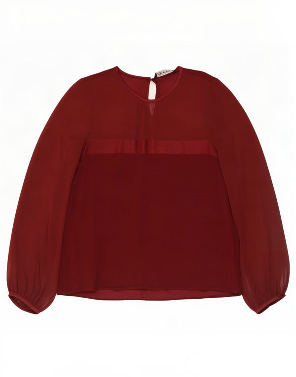 Zara Womens Long Sleeve Blouse Top UK 14 Large Maroon
