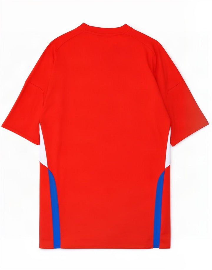 Adidas Mens Climalite T-Shirt Top Small Red Colourblock Polyester