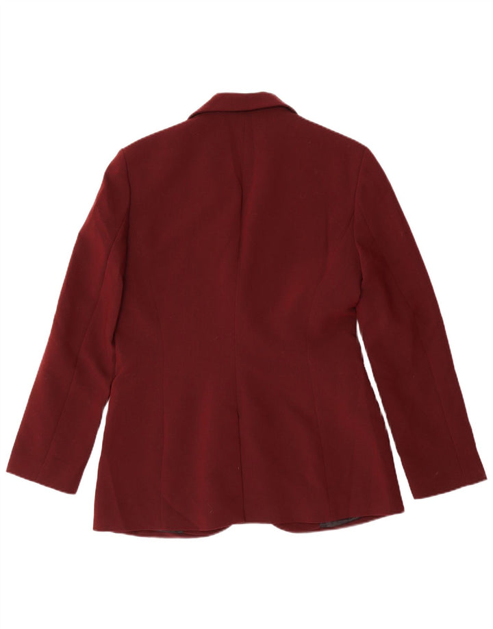 Zara Womens 2 Button Blazer Jacket UK 14 Medium Maroon Polyester