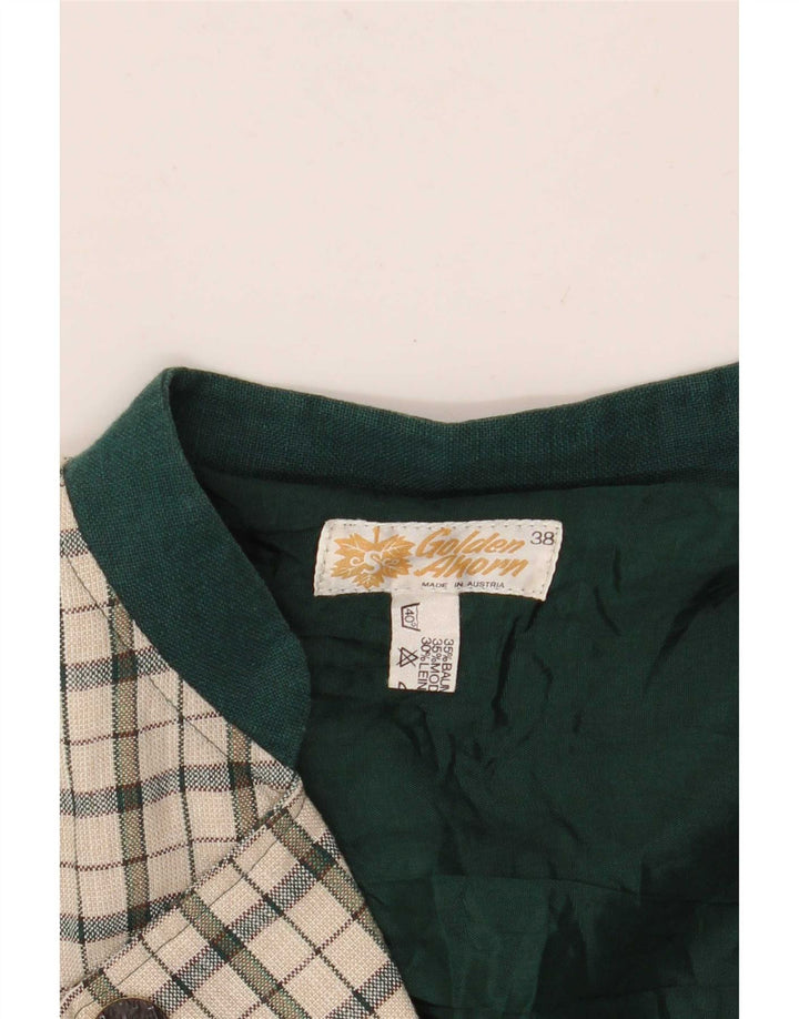 Vintage Womens Double Breasted Blazer Jacket EU 38 Medium Off White Check