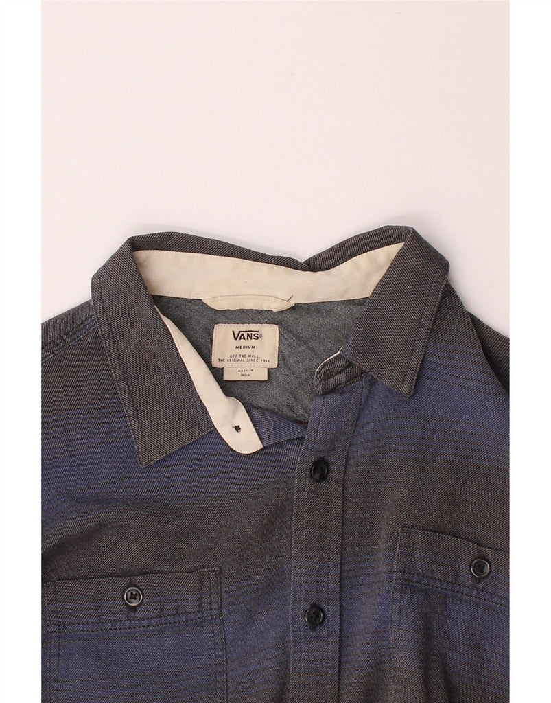 VANS Mens Flannel Shirt Medium Navy Blue Striped Vintage Vans and Second-Hand Vans from Messina Hembry 