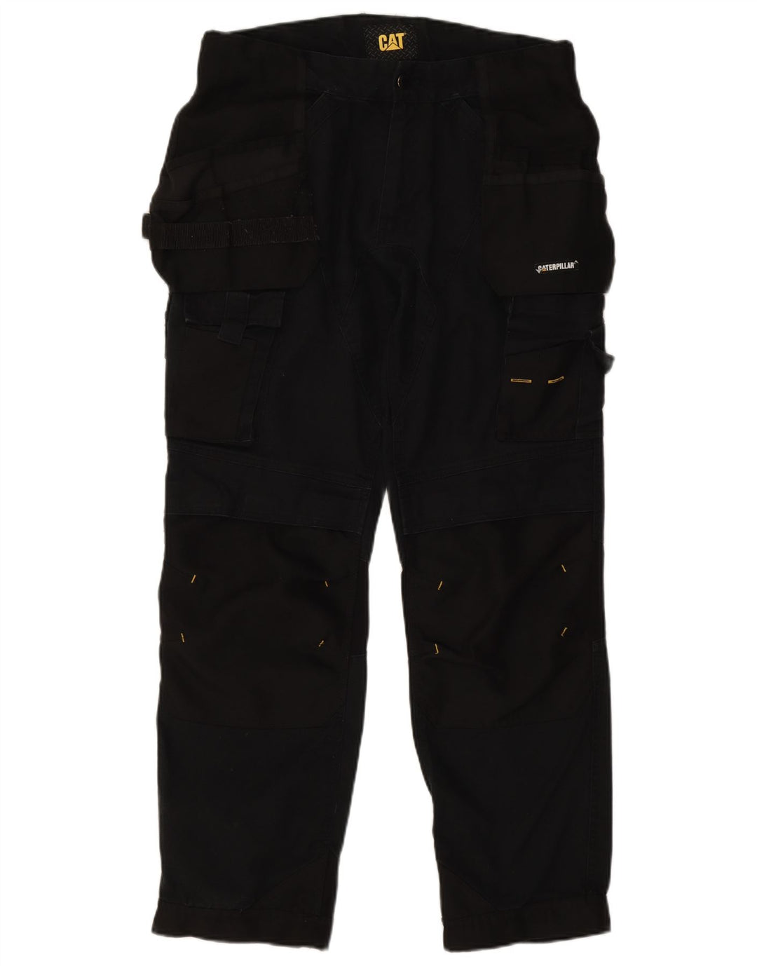 CAT Mens Straight Cargo Trousers W32 L29 Black Cotton