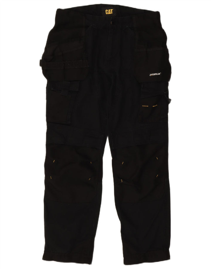 CAT Mens Straight Cargo Trousers W32 L29 Black Cotton