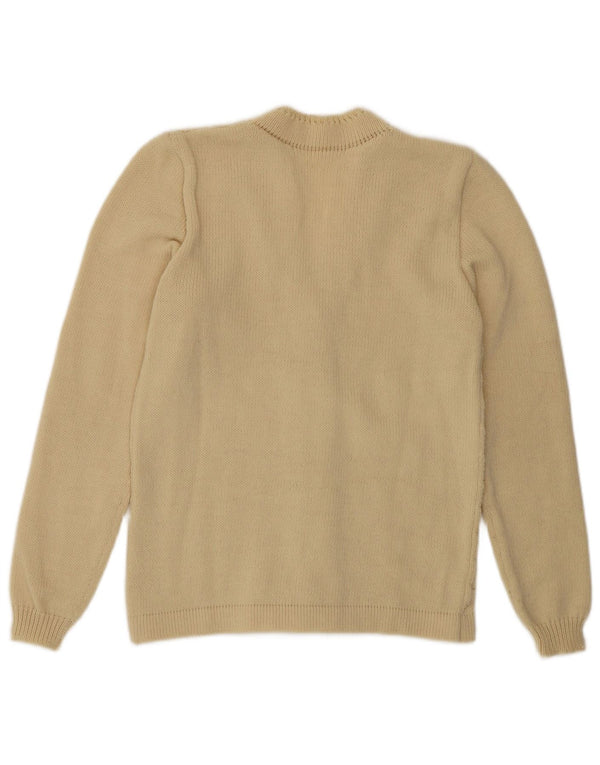 Vintage Womens Cardigan Sweater UK 10 Small Beige Geometric