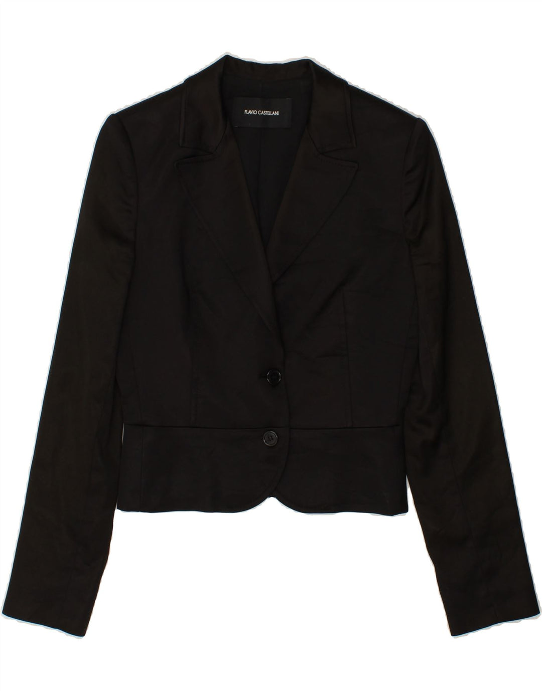 FLAVIO CASTELLANI Womens Crop 2 Button Blazer Jacket IT 40 Small Black Vintage Flavio Castellani and Second-Hand Flavio Castellani from Messina Hembry 