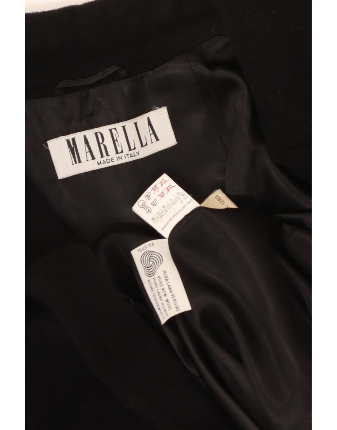 Marella Womens Double Breasted Coat UK 14 Medium Black Virgin Wool