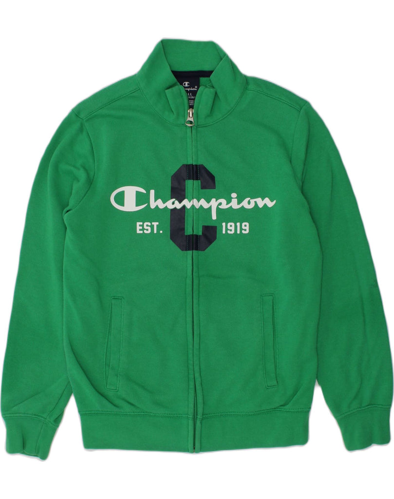 CHAMPION Boys Graphic Tracksuit Top Jacket 7-8 Years Small Green Cotton | Vintage Champion | Thrift | Second-Hand Champion | Used Clothing | Messina Hembry 