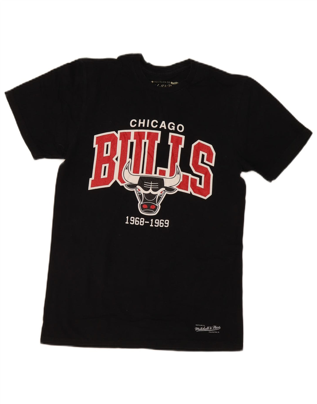 MITCHELL & NESS Mens Chicago Bulls Graphic T-Shirt Top Small Black Cotton