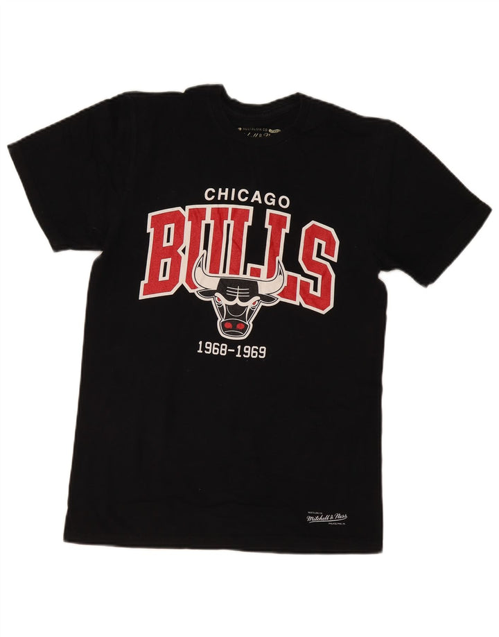 MITCHELL & NESS Mens Chicago Bulls Graphic T-Shirt Top Small Black Cotton