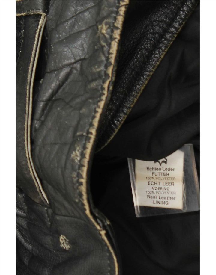 Vintage Mens Leather Biker Jacket UK 36 Small Black Leather