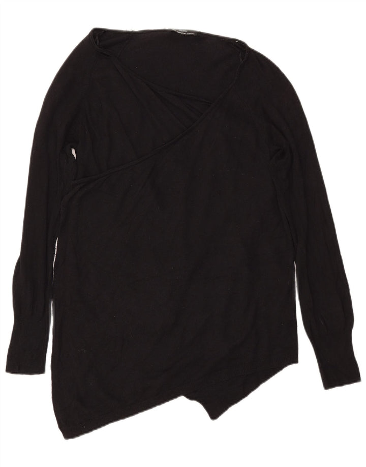 Marks & Spencer Womens Asymmetric V-Neck Jumper Sweater UK 14 Large Black