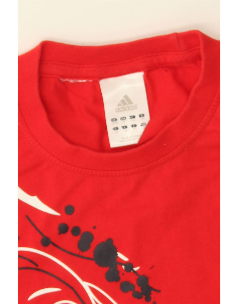 ADIDAS Boys Graphic T-Shirt Top 15-16 Years Red Vintage Adidas and Second-Hand Adidas from Messina Hembry 
