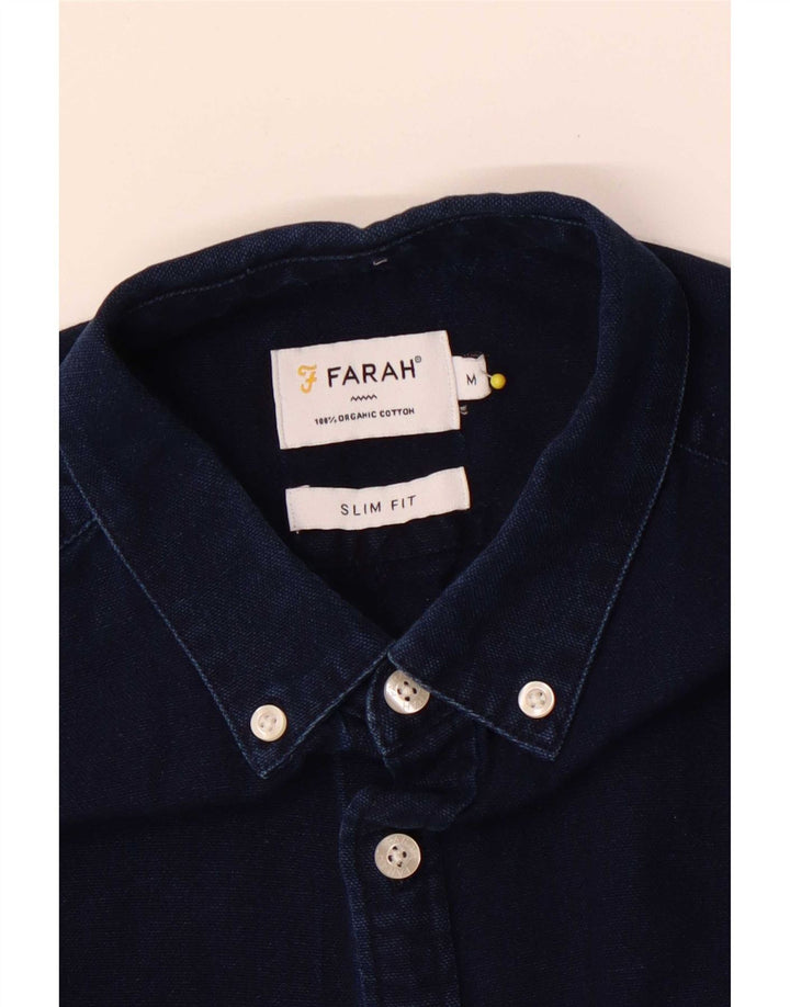 Farah Mens Slim Fit Shirt Medium Navy Blue