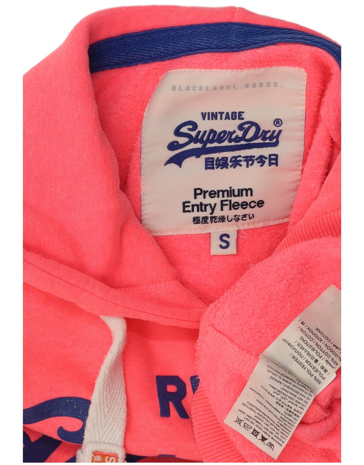 Superdry Womens Graphic Hoodie Jumper UK 10 Small Pink Polyester