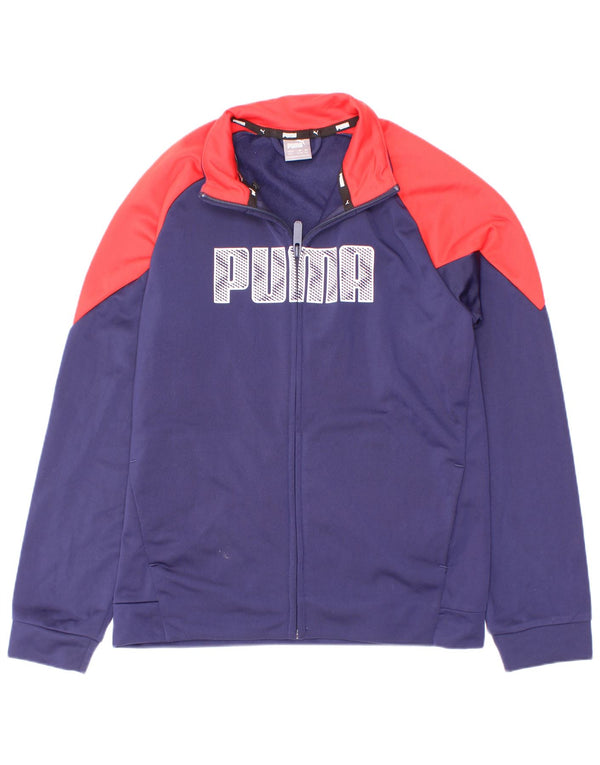 Puma Boys Graphic Tracksuit Top Jacket 11-12 Years Navy Blue Colourblock