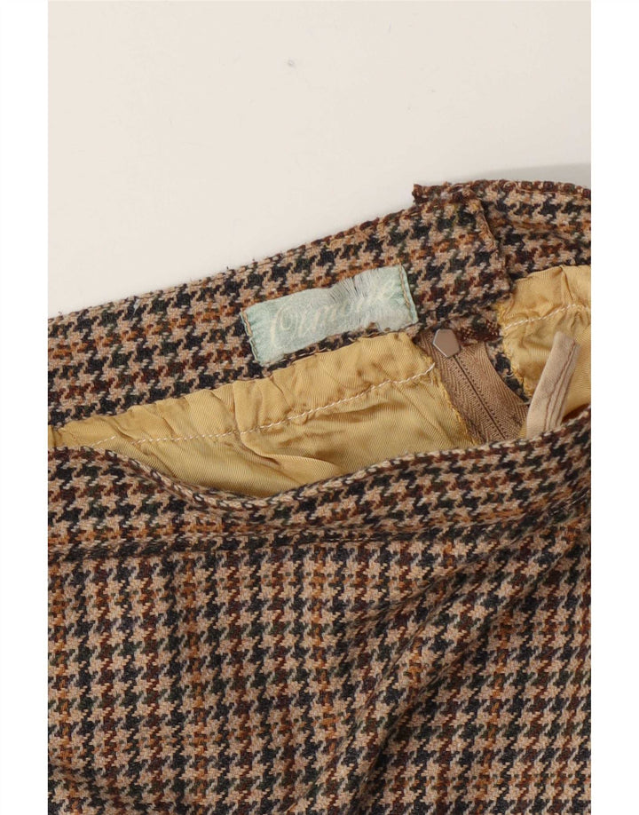Vintage Womens A-Line Skirt W26 Small Brown Houndstooth