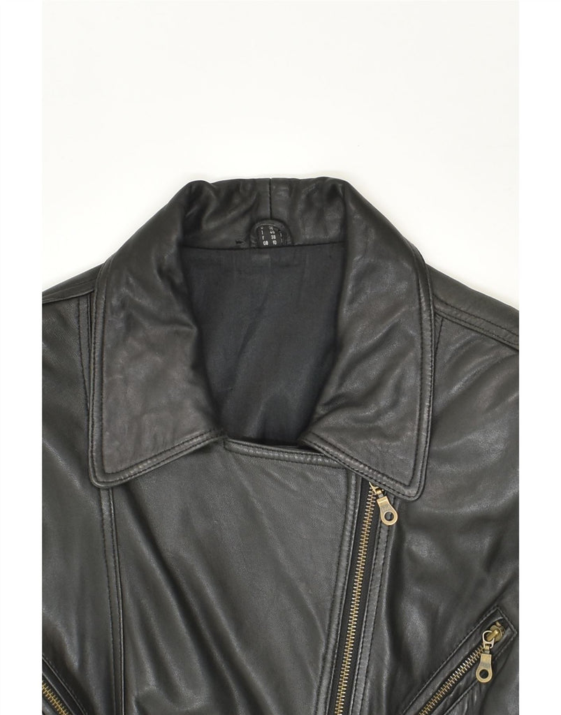 YESSICA Womens Leather Coat UK 10 Small  Black Leather | Vintage Yessica | Thrift | Second-Hand Yessica | Used Clothing | Messina Hembry 