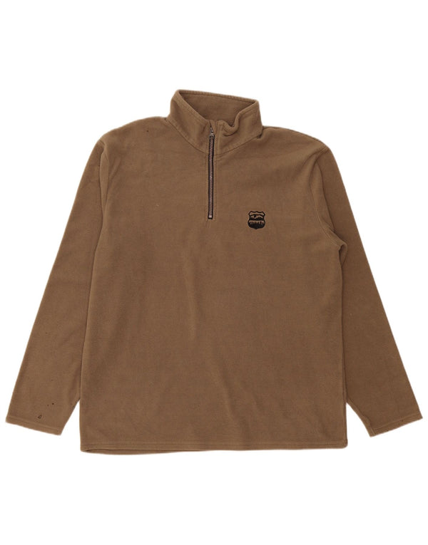 Atlas For Men Mens Zip Neck Fleece Jumper XL Brown