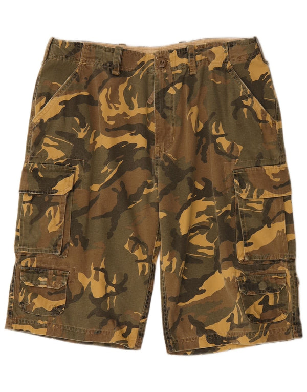 Russell Athletic Mens Cargo Shorts Large W34 Khaki Camouflage Cotton