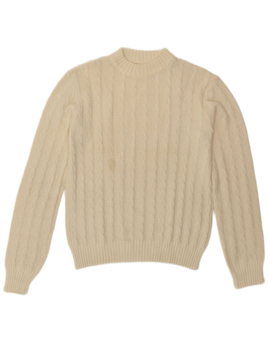 Vintage Mens Crew Neck Jumper Sweater Medium Off White