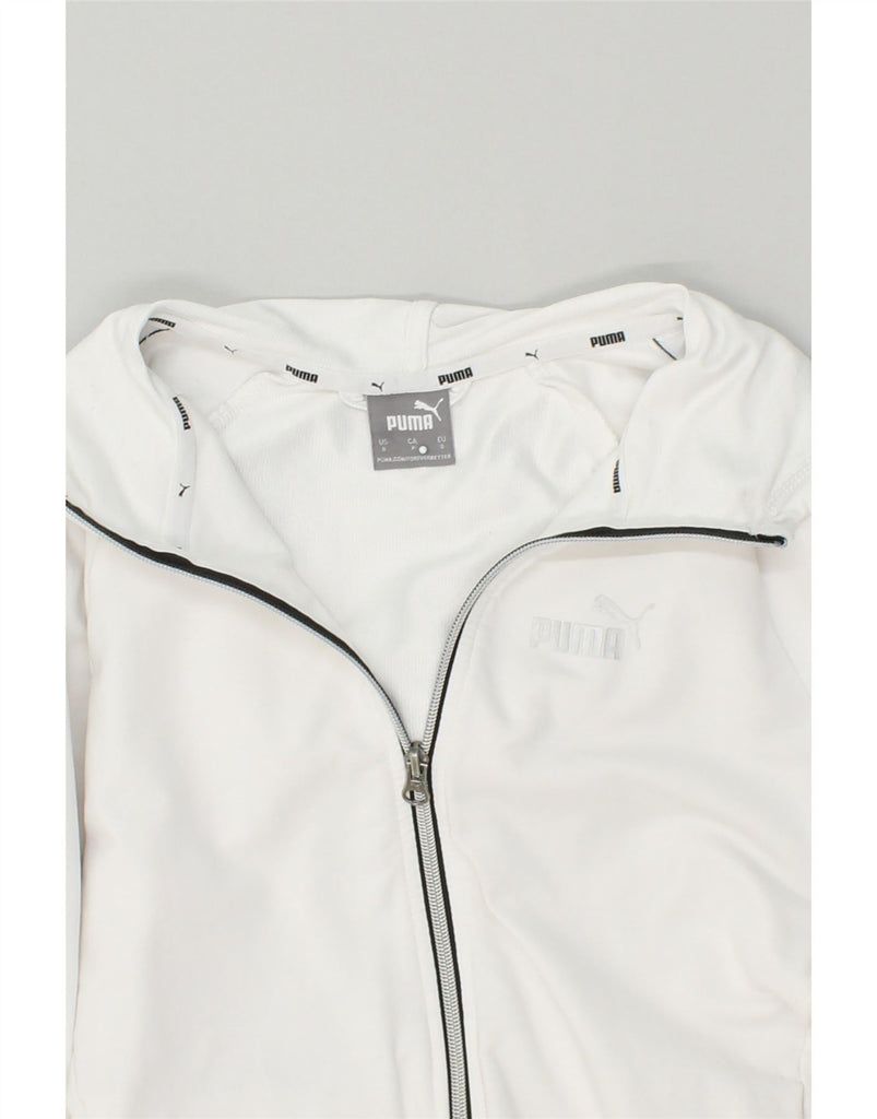 PUMA Womens Graphic Zip Hoodie Sweater UK 10 Small White Colourblock | Vintage Puma | Thrift | Second-Hand Puma | Used Clothing | Messina Hembry 