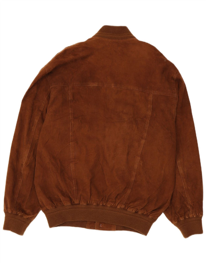 Vintage Mens Suede Bomber Jacket IT 54 XL Brown Cotton