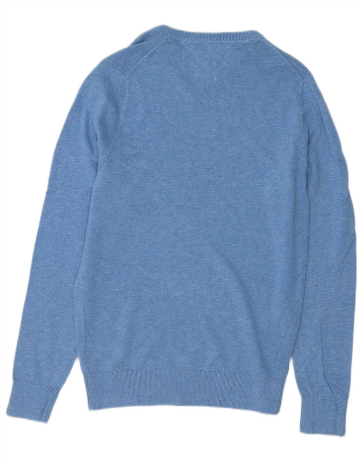 TOMMY HILFIGER Mens V-Neck Jumper Sweater XS Blue Cotton