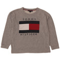 Tommy Hilfiger Womens Graphic Sweatshirt Jumper UK 14 Medium Grey Flecked