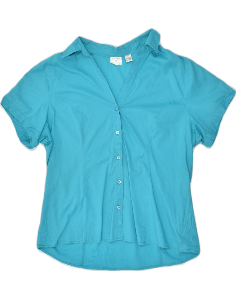 LEE Womens Easy Care Short Sleeve Shirt UK 18 XL Blue Cotton | Vintage Lee | Thrift | Second-Hand Lee | Used Clothing | Messina Hembry 