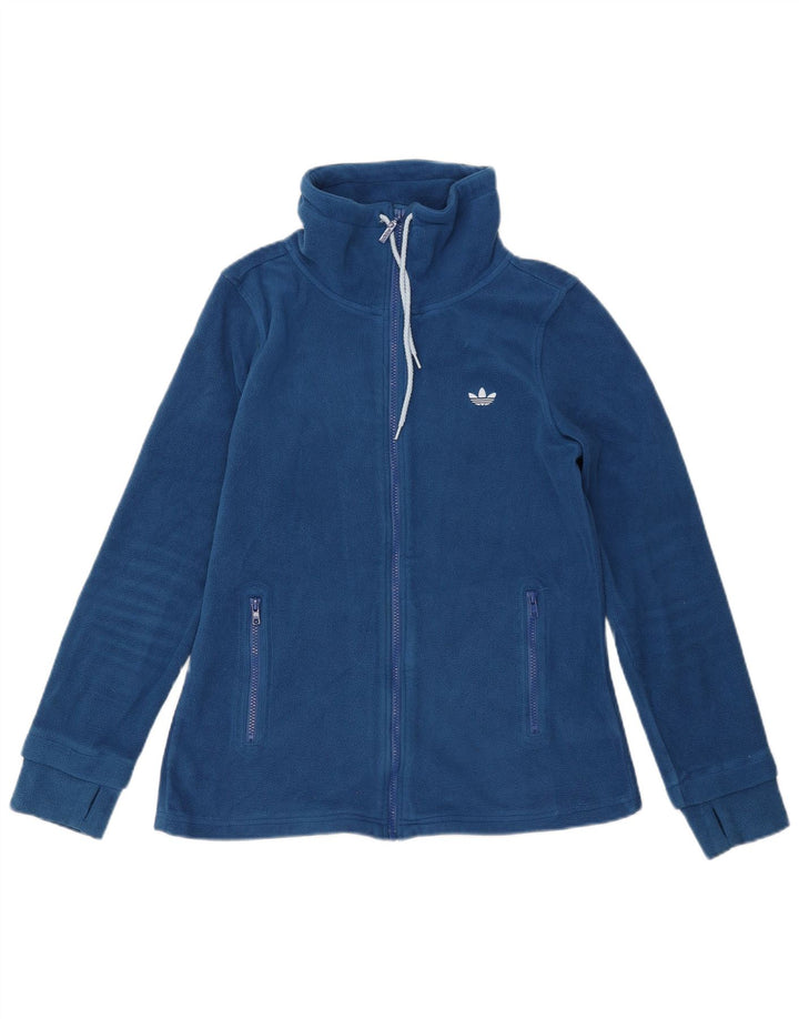 Adidas Womens Graphic Fleece Jacket EU 42 Medium Blue Polyester