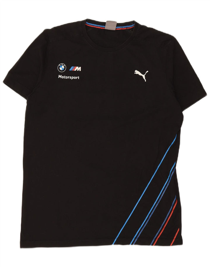 PUMA Mens BMW Motorsport Graphic T-Shirt Top Large Black Striped Cotton